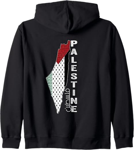 Palestine's Map Hoodie with Keffiyeh design